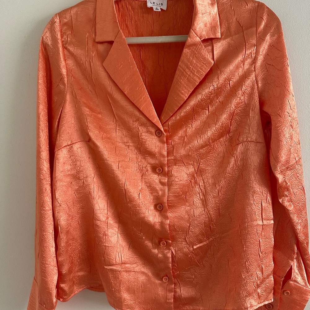 Le Lis Shimmering Orange Button-Down Shirt